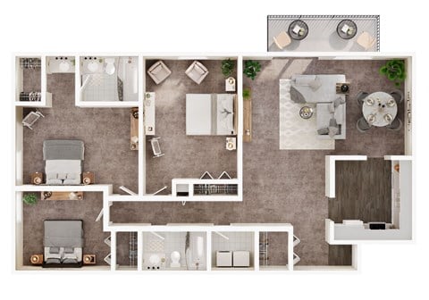 Floor plan for 3 beds, 2 baths, 1775 sqft
